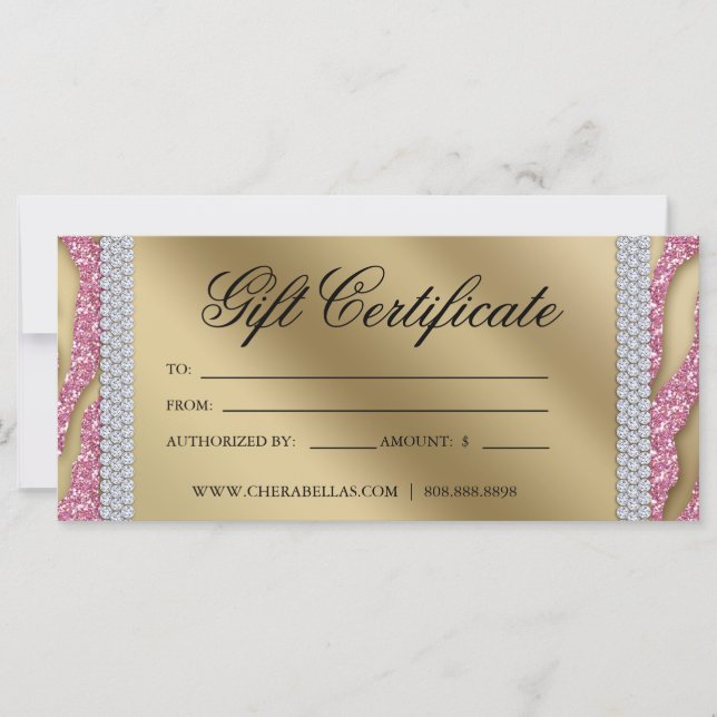 Gift Certificats Tanning Salon Jewelry Rosa Guld (Framsida)