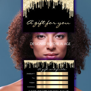 Gift-certifikat Black Guld Eyelash Makeup Hair Visitkort