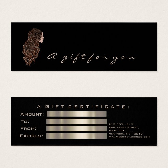 Gift-certifikat Ivory Hairdresser Makeup Black Litet Visitkort (Framsida & baksida)