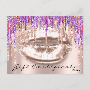 Gift-certifikat Kiss Läppar Makeup Rainbow Unicorn Vykort