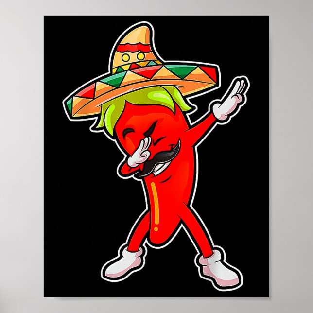 Gift Cute Chili Dabbing Pepper Mexikanska Hetten J Poster (Framsidan)