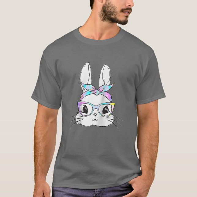 Gift Cute Rabbit Bunny Ansikte Leopard Glasses Hea T Shirt (Framsida)