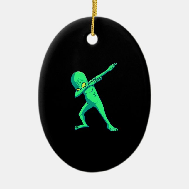Gift Dance | Dabbing Alien Halloween Dab Dance Julgransprydnad Keramik (Framsidan)