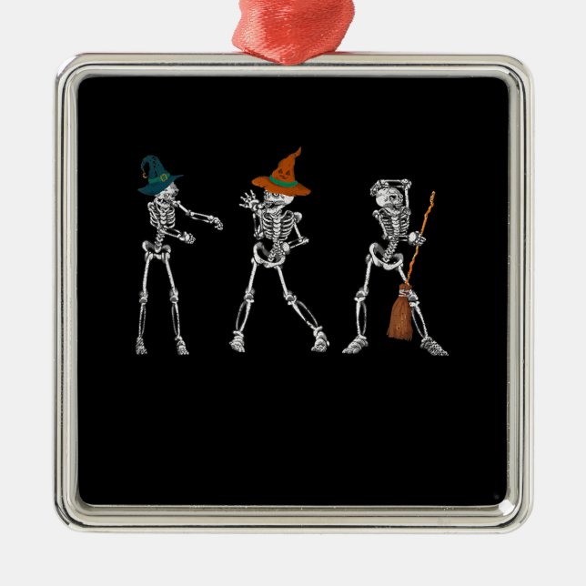 Gift Dance |Halloween Dance Macabre Witch Skeleton Julgransprydnad Metall (Framsidan)