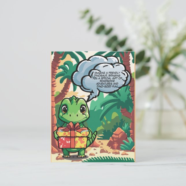 Gift Dinosaur Baby Vykort (Stående Fram)