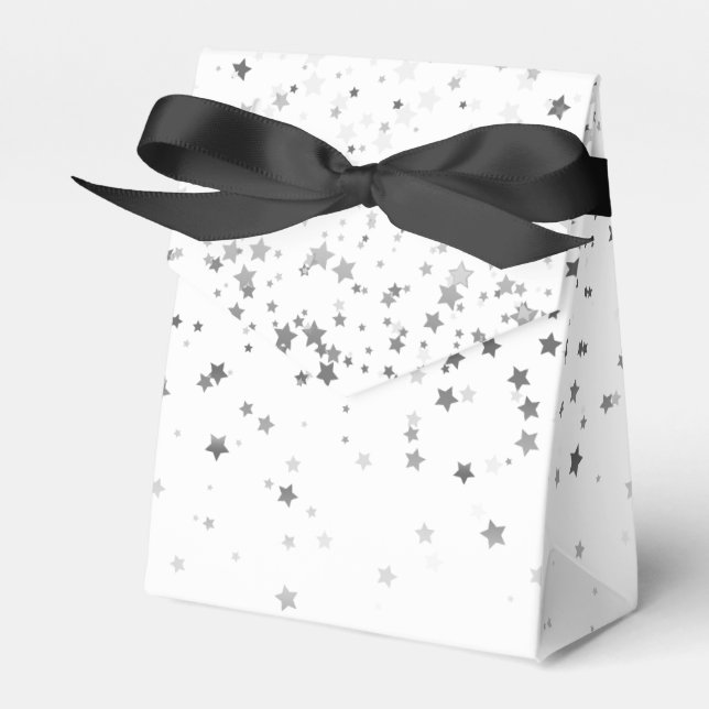 Gift/favoritruta i vitbok och Silver-stjärnor Presentaskar (Framsidan Sidan)