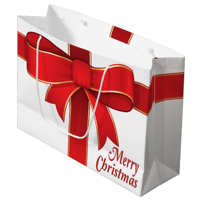 Gift-flagga - Röd duk och band på vitt (Framsidan Vinklad)