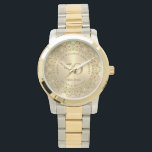 Gift för 50:e Bröllop-årsdagen Armbandsur<br><div class="desc">Minneshögtidlighålla 50-årsdagen av bröllop med den här eleganten - en guldfärgad mandala på en bild av metallisk guld. De är förskönade med vita diamanter - anpassade i guld inuti en glansig guld-cirkel.</div>