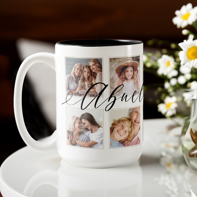 Gift for Abuela | Farbarn Fotokollage Kaffemugg (Gift for Abuela | Grandchildren Photo Collage Coffee Mug)