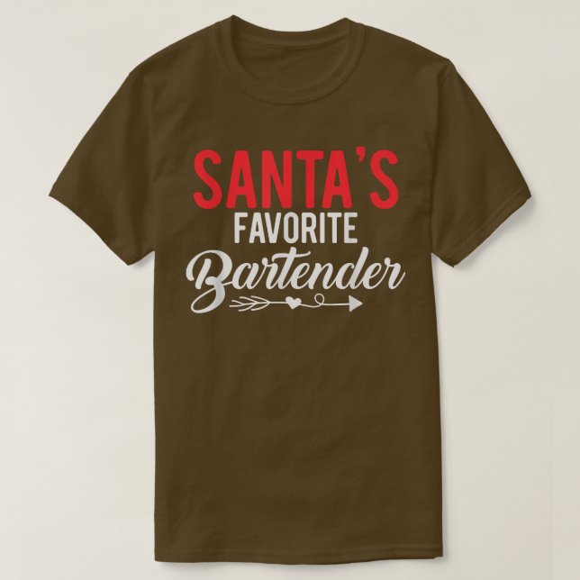Gift For Bartender Santas Favorite Bartender  T Shirt (Design framsida)