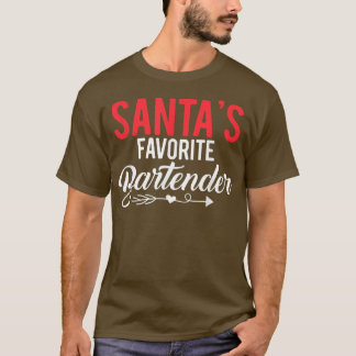 Gift For Bartender Santas Favorite Bartender T Shirt