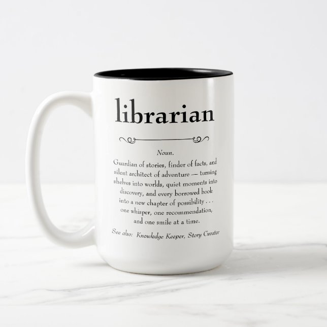 Gift för biblioteksdefinitionsbedömning Två-Tonad mugg (Vänster)