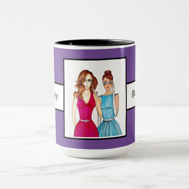 Gift för Bridesmaids Lila Ringer 15oz Mugg (Center)