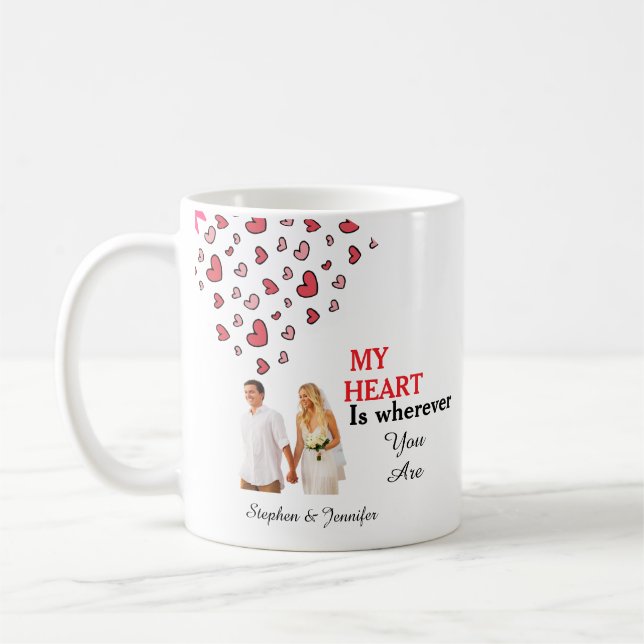 Gift For Couples Wedding personalized photo Kaffemugg (Vänster)