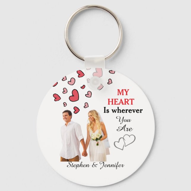 Gift For Couples Wedding personalized photo Nyckelring (Framsida)