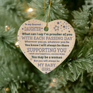 Gift för dotter julgransprydnad keramik