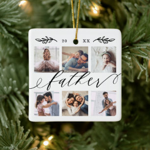 Gift för Far Fotokollage för familjen Keepsaké Julgransprydnad Keramik