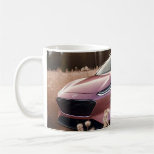 Gift för fru i rosa EV-bil i torr fält Kaffemugg