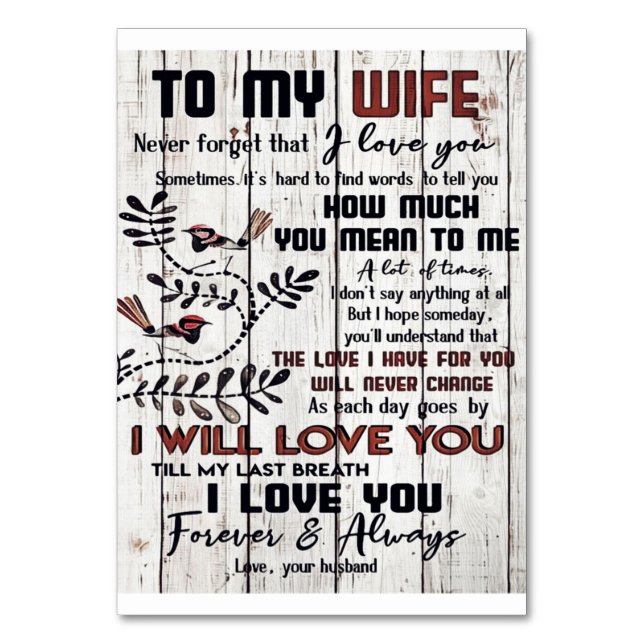 Gift för fru | Till min fru, Brev Bordsnummer (Framsidan)