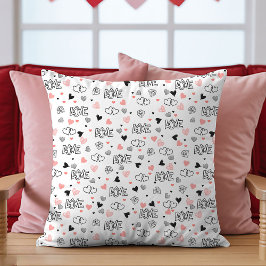 Gift for Girlfriend Valentine Pillow Sketch Hearts Kudde