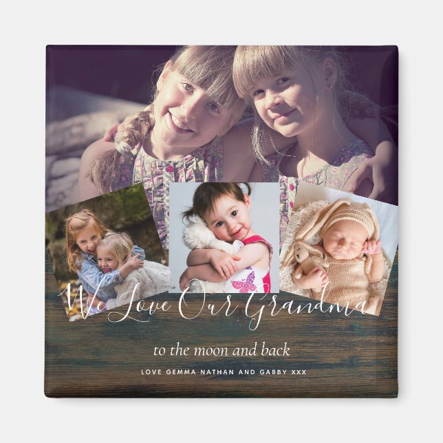 Gift for Grandma Grandpa Photo Collage Grandparent Magnet (Framsidan)