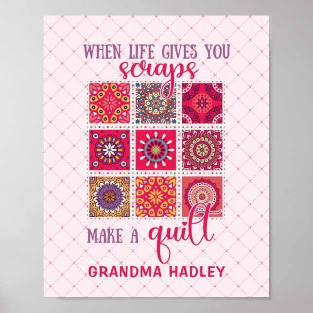 Gift for Grandma Patchwork Quilt Poster (Framsidan)