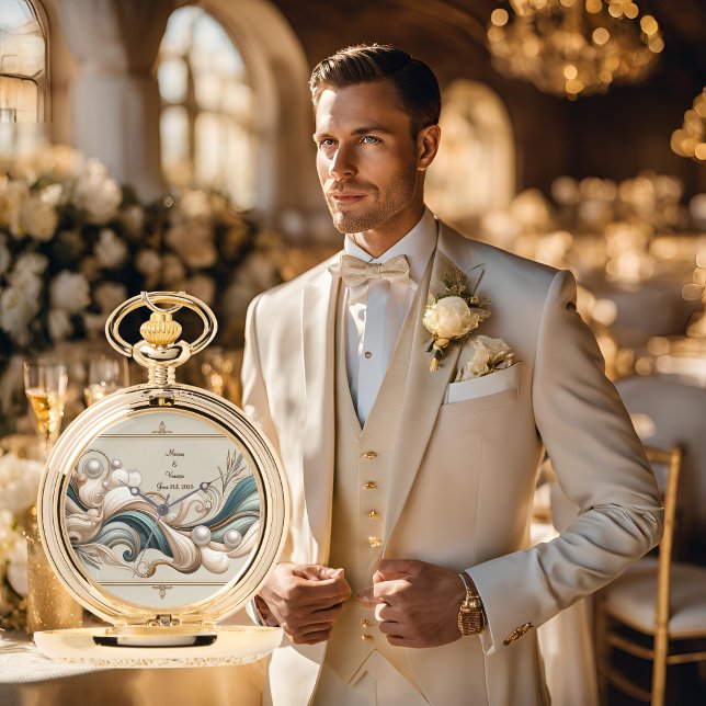 Gift för Groom Guld Pocket Watch Pearl Kusten Eleg Armbandsur (Skapare uppladdad)