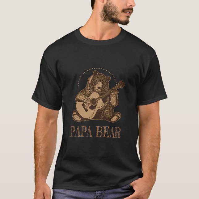 Gift för Guitar Player Guitarist Pappa Bear Funny T Shirt (Framsida)