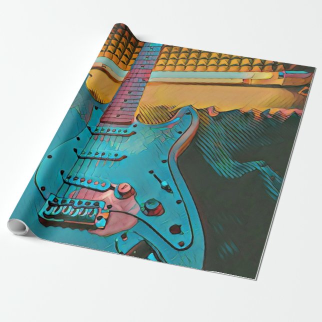 Gift för guitarist make presentpapper (Utrullad)