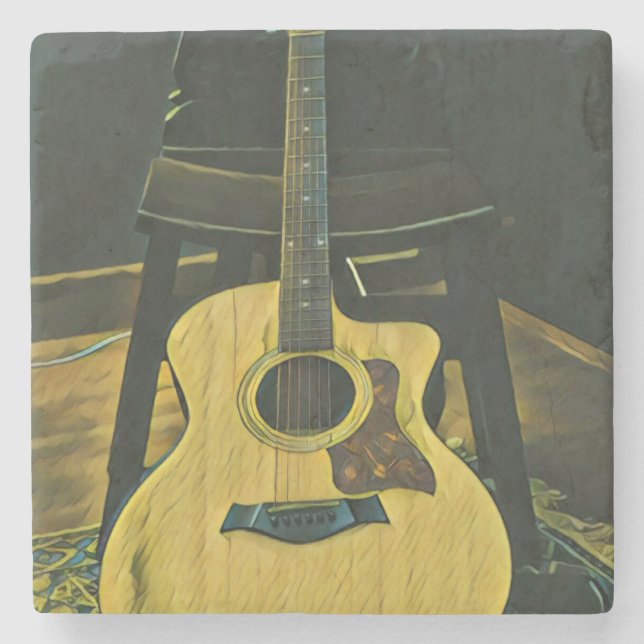 Gift för guitaristisk vän stenunderlägg (Framsidan)