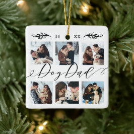 Gift för Hund Pappa| Behåll familjens fotosamling Julgransprydnad Keramik