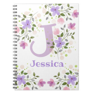 Gift for Jessica with Flowers Design Anteckningsbok