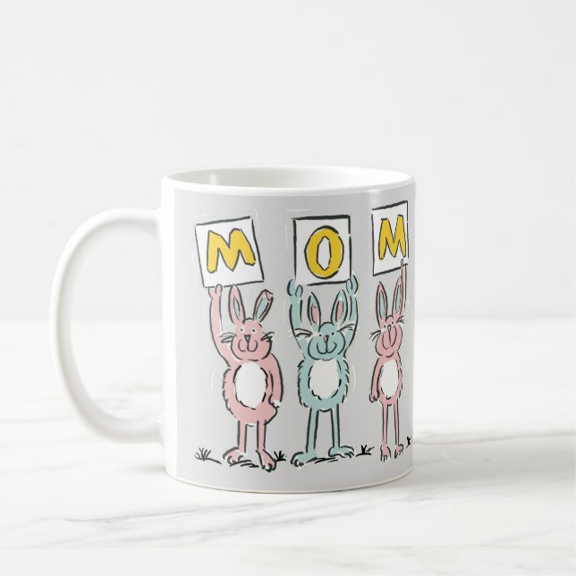 Gift för kaniner i Roligten Mamma, designkaffe Mug Kaffemugg (Vänster)