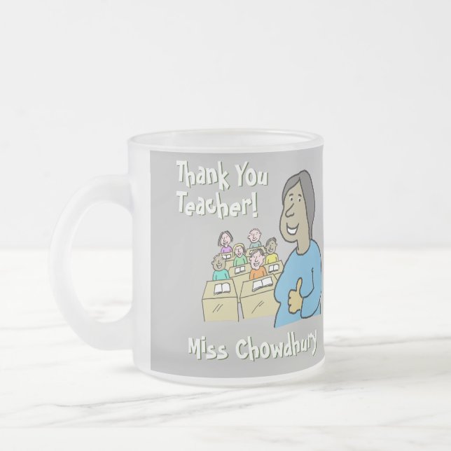 Gift för lärare. Tack Asian Female Teacher Frostad Glasmugg (Vänster)