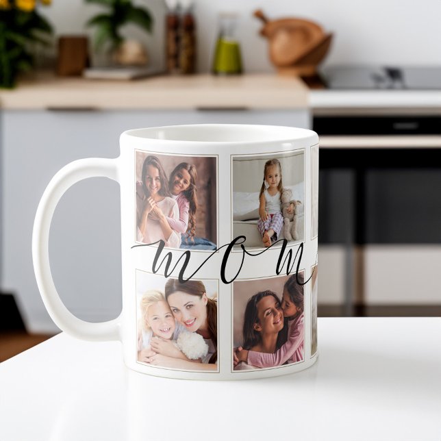 Gift för Mamma | Fotokeepsakssamling i familjen Kaffemugg (Gift for Mom | Family Photo Keepsake Collage Coffee Mug)
