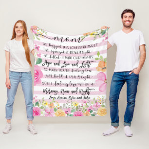 Gift for Mamma, Grandma Gift, Anpassningsbar Blomm Fleecefilt