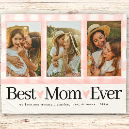 Gift for Mamma Mors dag Photo Best Mamma Gingham Fleecefilt