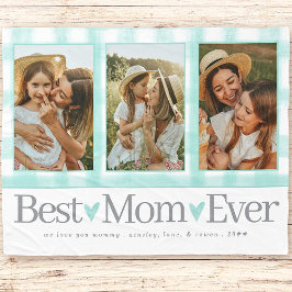 Gift for Mamma Mors dag Photo Best Mamma Gingham Fleecefilt