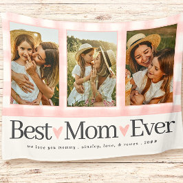 Gift for Mamma Mors dag Photo Best Mamma Gingham Fleecefilt