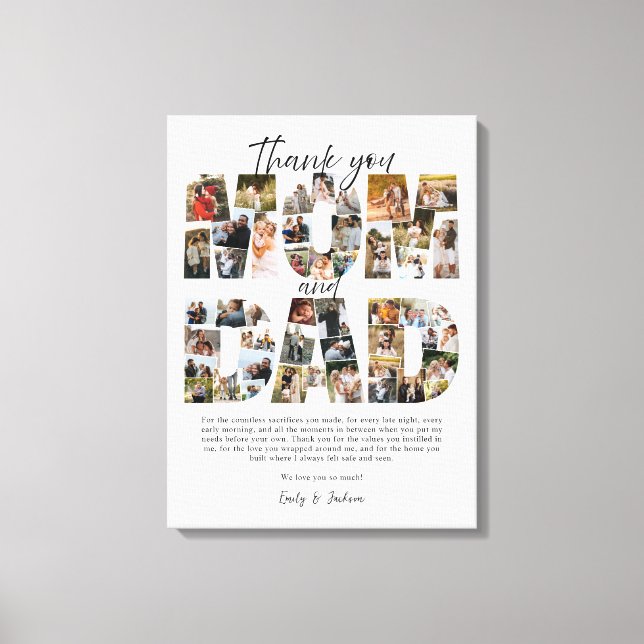 Gift för Mamma och Pappa Photo Collage Family Bild (Framsida)