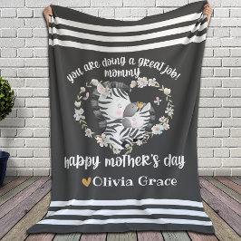 Gift för Mamma på Mors dag ┘ Mamma och Baby Zebra Fleecefilt