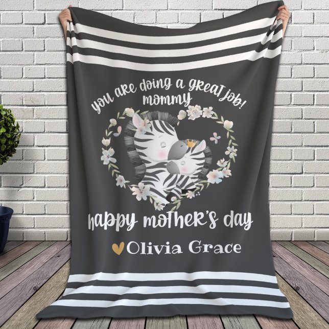 Gift för Mamma på Mors dag ┘ Mamma och Baby Zebra Fleecefilt (Skapare uppladdad)