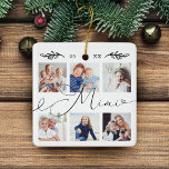 Gift for Mimi | Farbarn Fotokollage Julgransprydnad Keramik<br><div class="desc">Skicka en vacker personlig till din mormor (Mimi) som hon kommer att ta hand om för evigt. Fotokollage för barnbarn i speciell personlig är ett ornament för att visning dina egna speciella familjefotografier och -minnen. Vår design har en enkel 6-fotosamlingsladd med "mimi"-designad i ett vackert, handskrivet svart skript stil. Anpassa...</div>