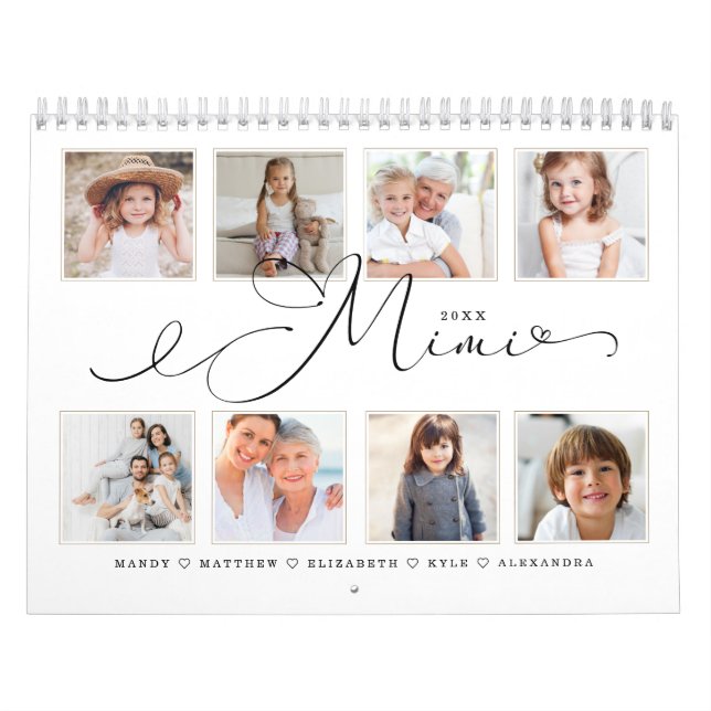 Gift för Mimi| Fotografier för barnfamiljer Kalender (Omslag)