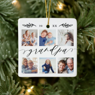 Gift för morfar Fotokollage för morbarn Julgransprydnad Keramik