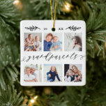 Gift för morföräldrar Farchildren Photo Collage Julgransprydnad Keramik<br><div class="desc">Skicka en vacker personlig till dina morföräldrar som de kommer att ta hand om för evigt. Fotokollage för barnbarn i speciell personlig är ett ornament för att visning dina egna speciella familjefotografier och -minnen. Vår design har en enkel 6-fotosamlingslinje med "morföräldrar" designad i ett vackert handskrivet svart skript stil. Anpassa...</div>