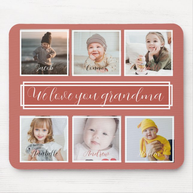 Gift för mormor Modern Många-fotomusmatta Musmatta (Framsidan)