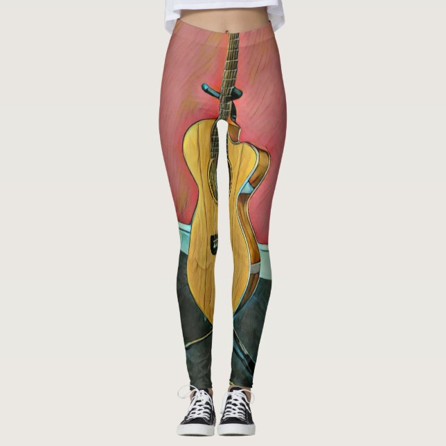 Gift för musiker Guitarist Leggings (Framsida)