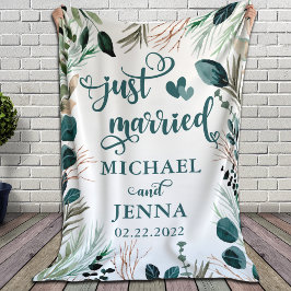 Gift for Newlyweds Greenery Ny gifta Anpassningsba Fleecefilt