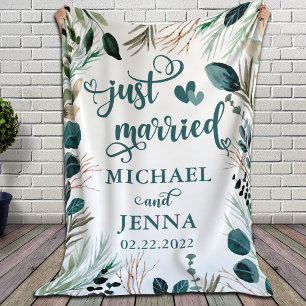 Gift for Newlyweds Greenery Ny gifta Anpassningsba Fleecefilt